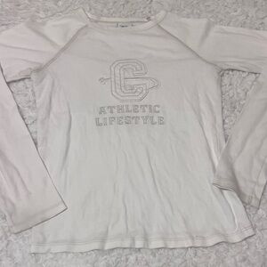 White Long Sleeve Athletic Top